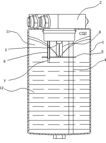 Carbonizing tank with atomizing device for soda water machine