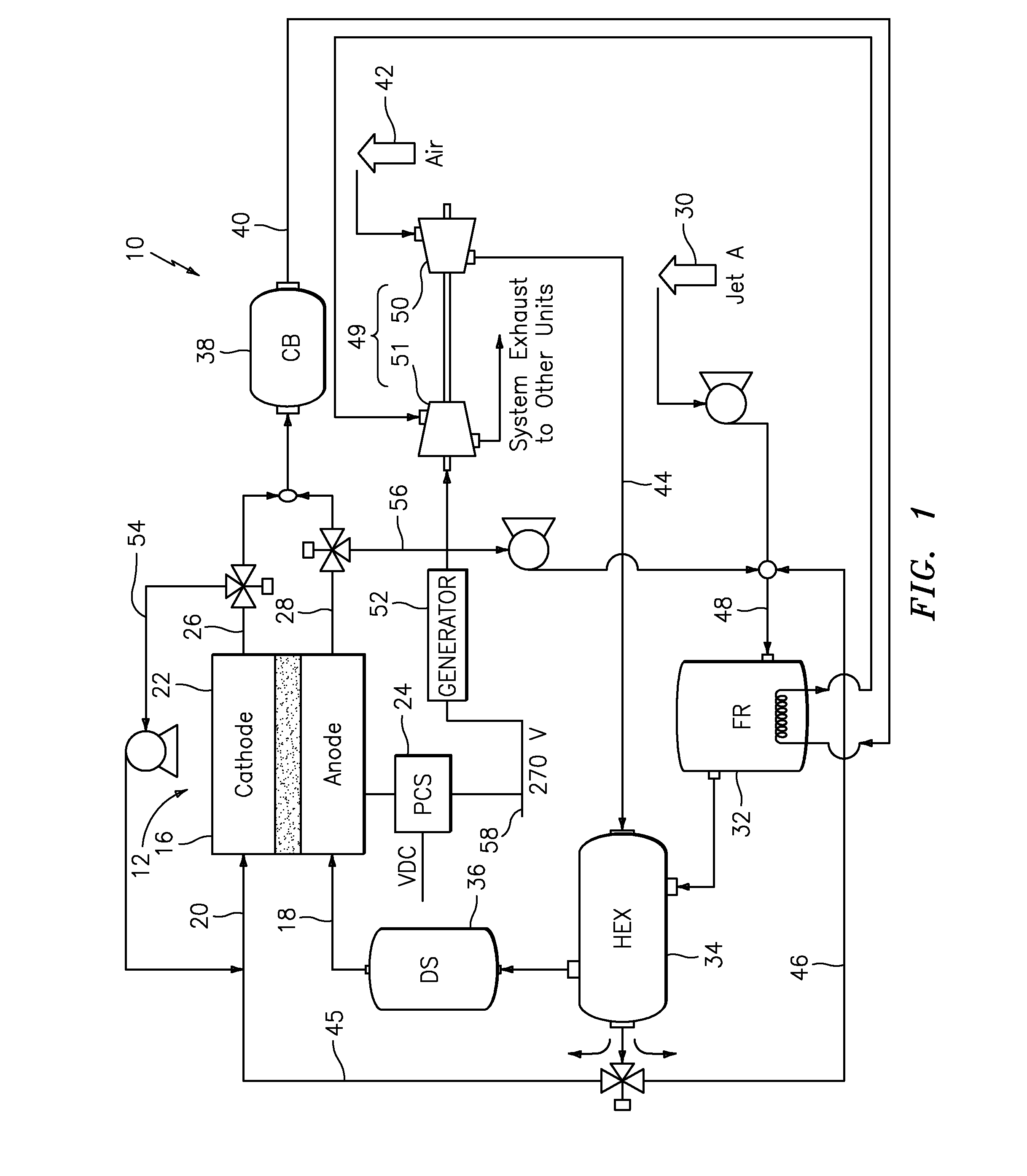 Jet fuel based high pressure solid oxide fuel cell system