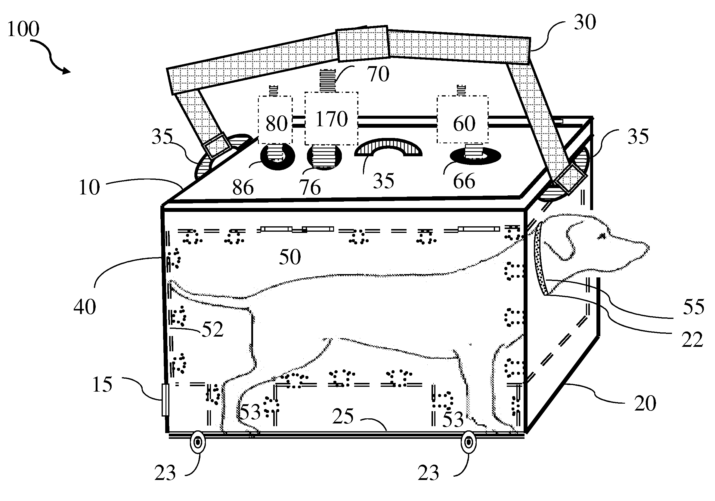 Portable device and process to automatically cleanse and dry pets