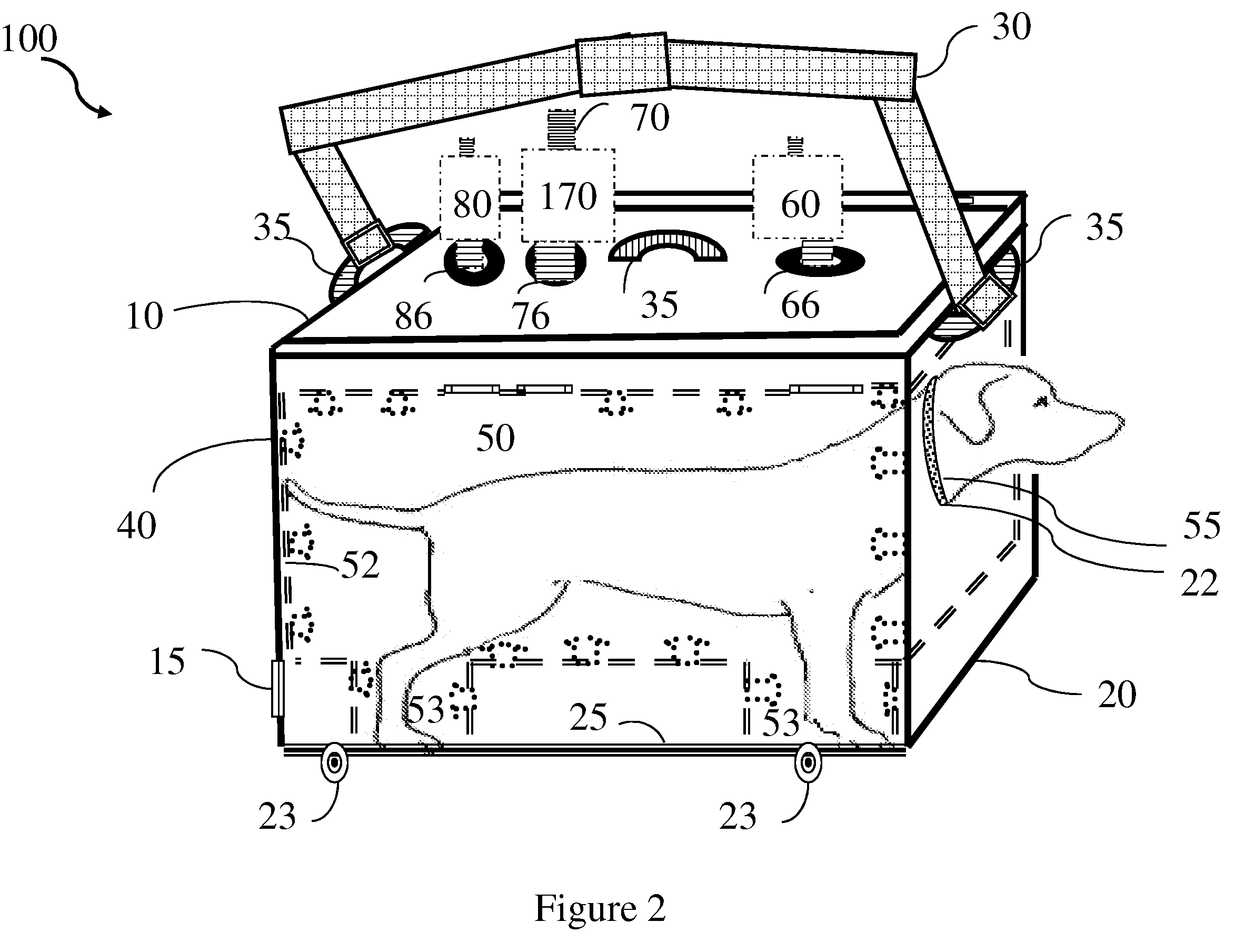 Portable device and process to automatically cleanse and dry pets