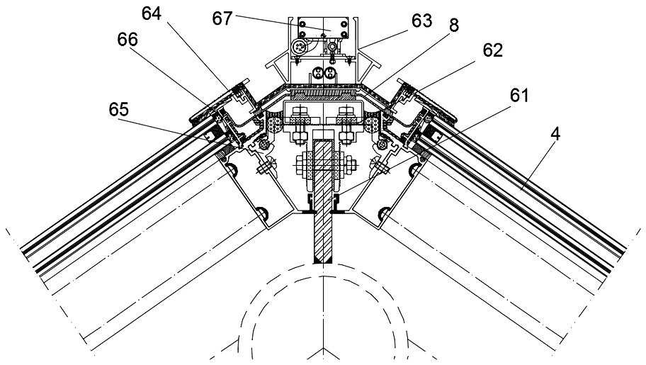 A semi-unitized lighting roof glass curtain wall installation system and its construction method