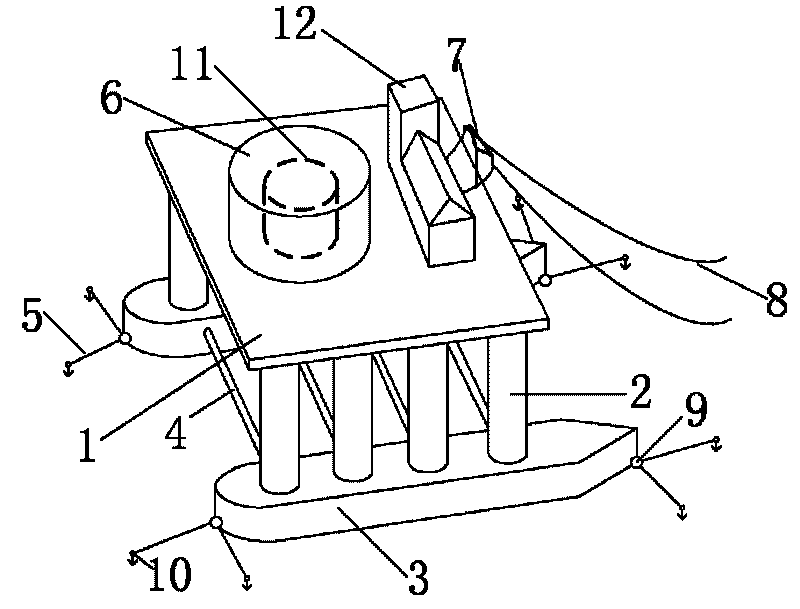 Semi-submerged small-waterplane-area mobile platform type marine nuclear power station