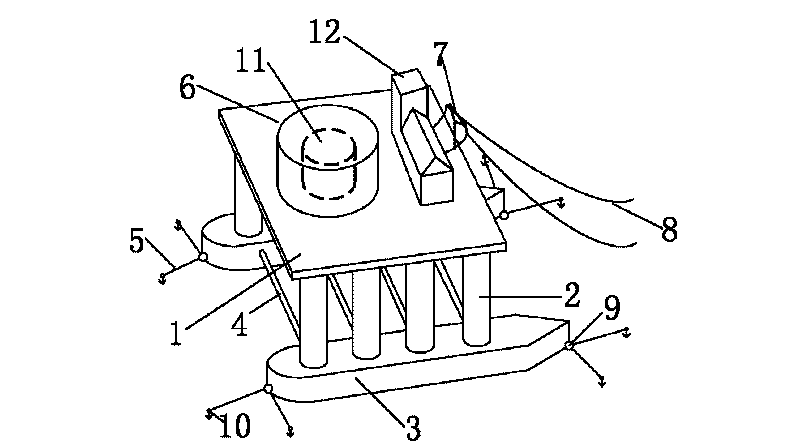 Semi-submerged small-waterplane-area mobile platform type marine nuclear power station