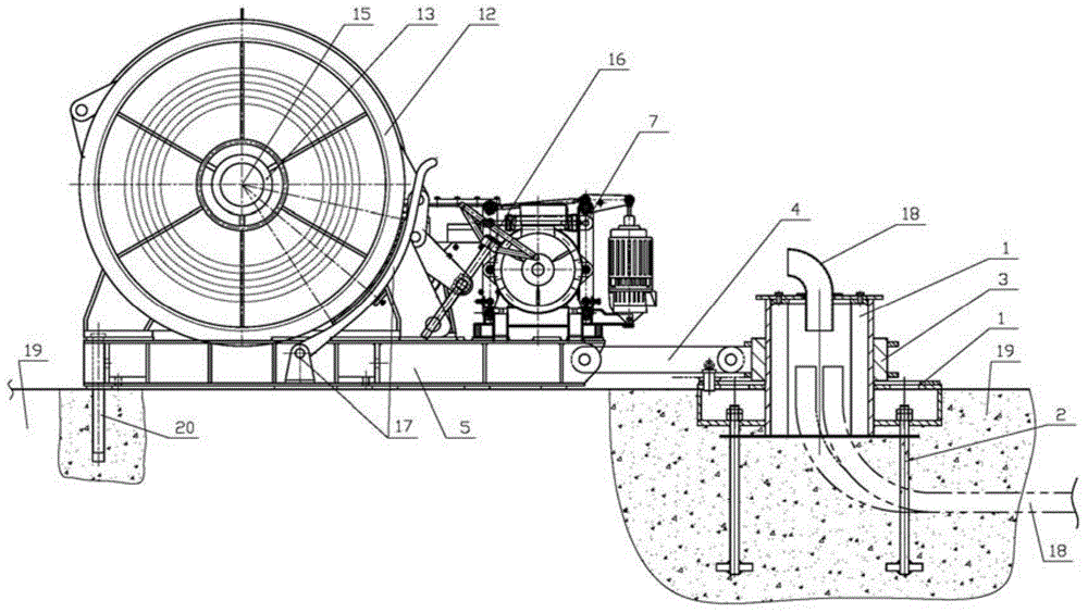 Sinking tube sidesway mooring winch and system