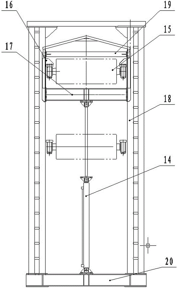 Vertical hydraulic tensioning device of round pipe belt conveyer