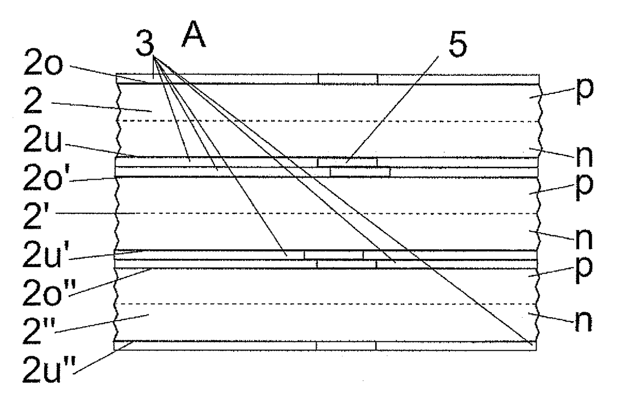 Method for producing a conductive multiple substrate stack