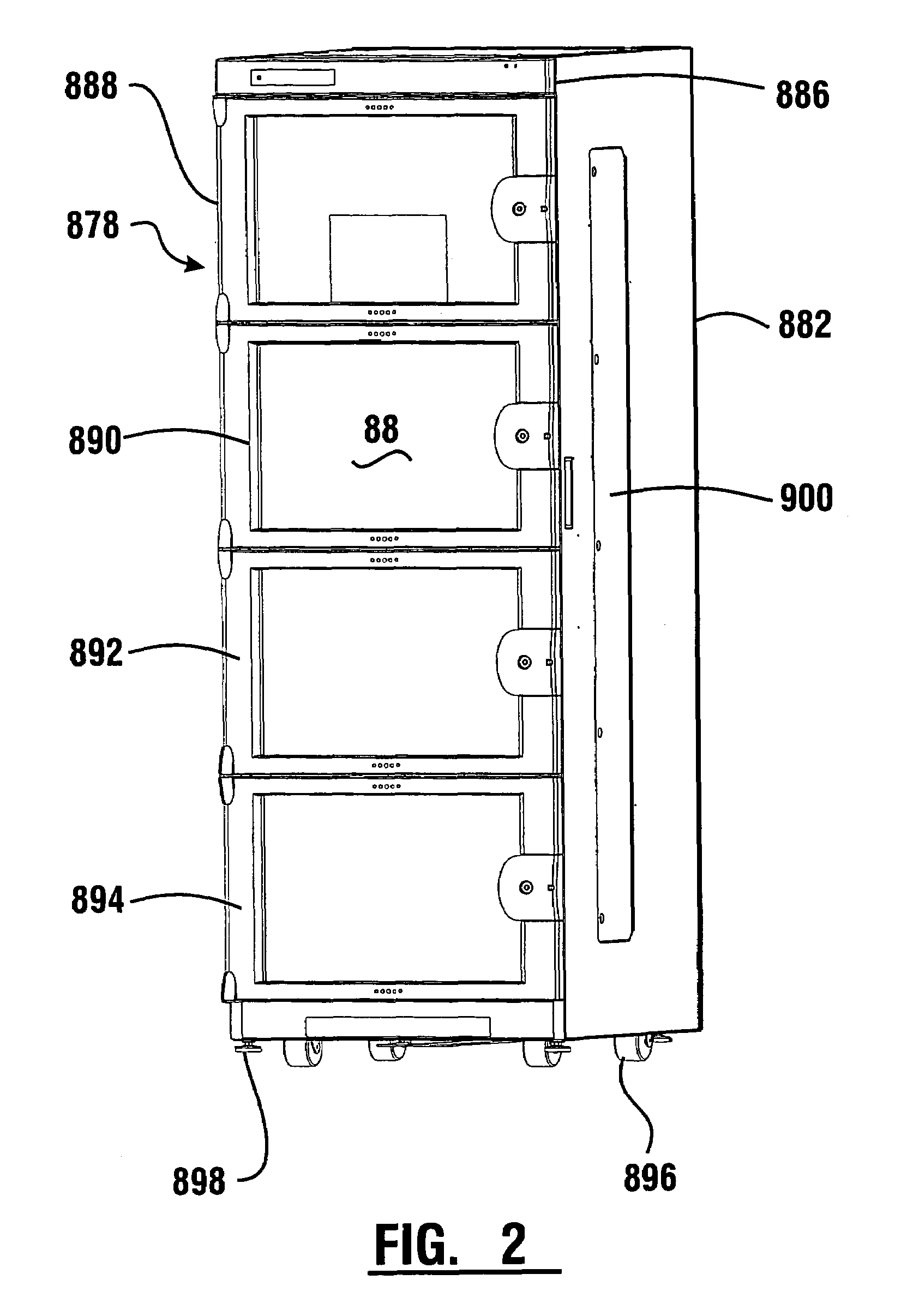 Medical item storage cabinet and method