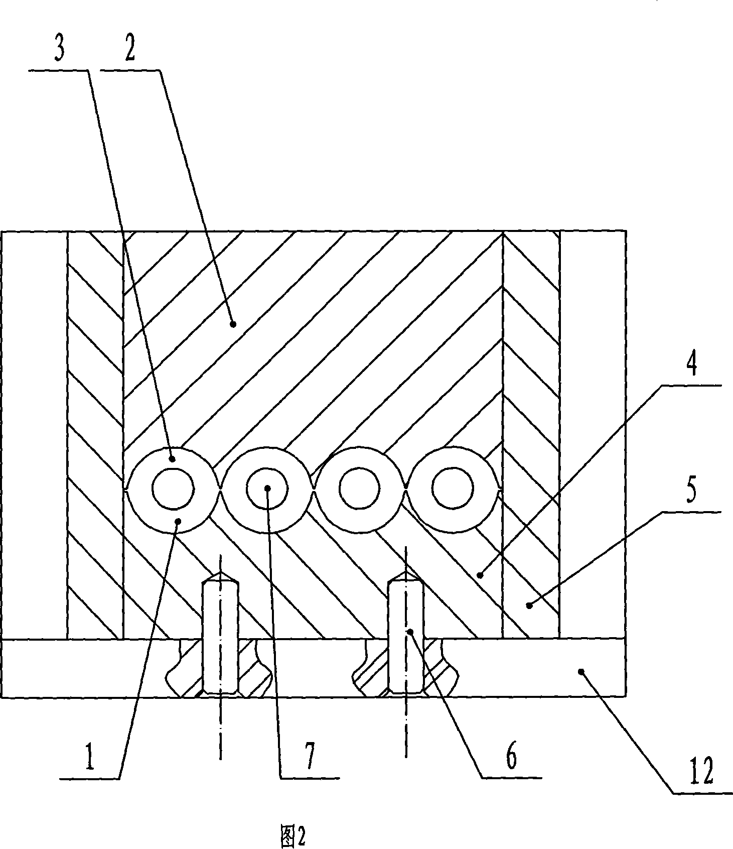 Neodymium-iron-boron cylindrical form permanent magnetic material with longitudinal through-hole molding method and special moulds