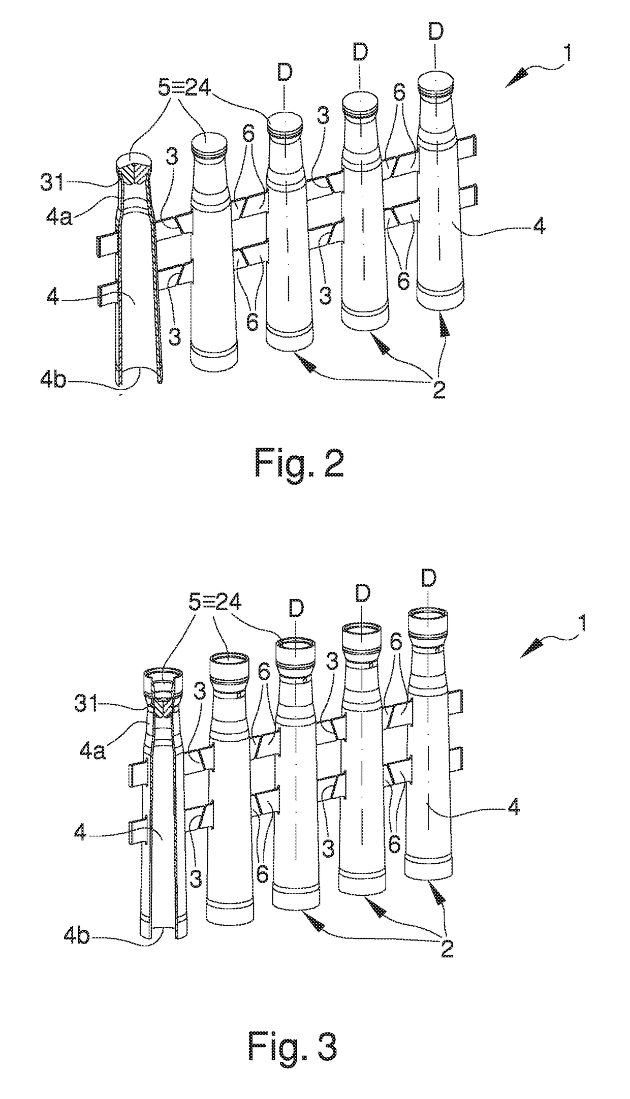 Strips of vials for fluid products, particularly for medical, pharmaceutical, cosmetic, food products or the like