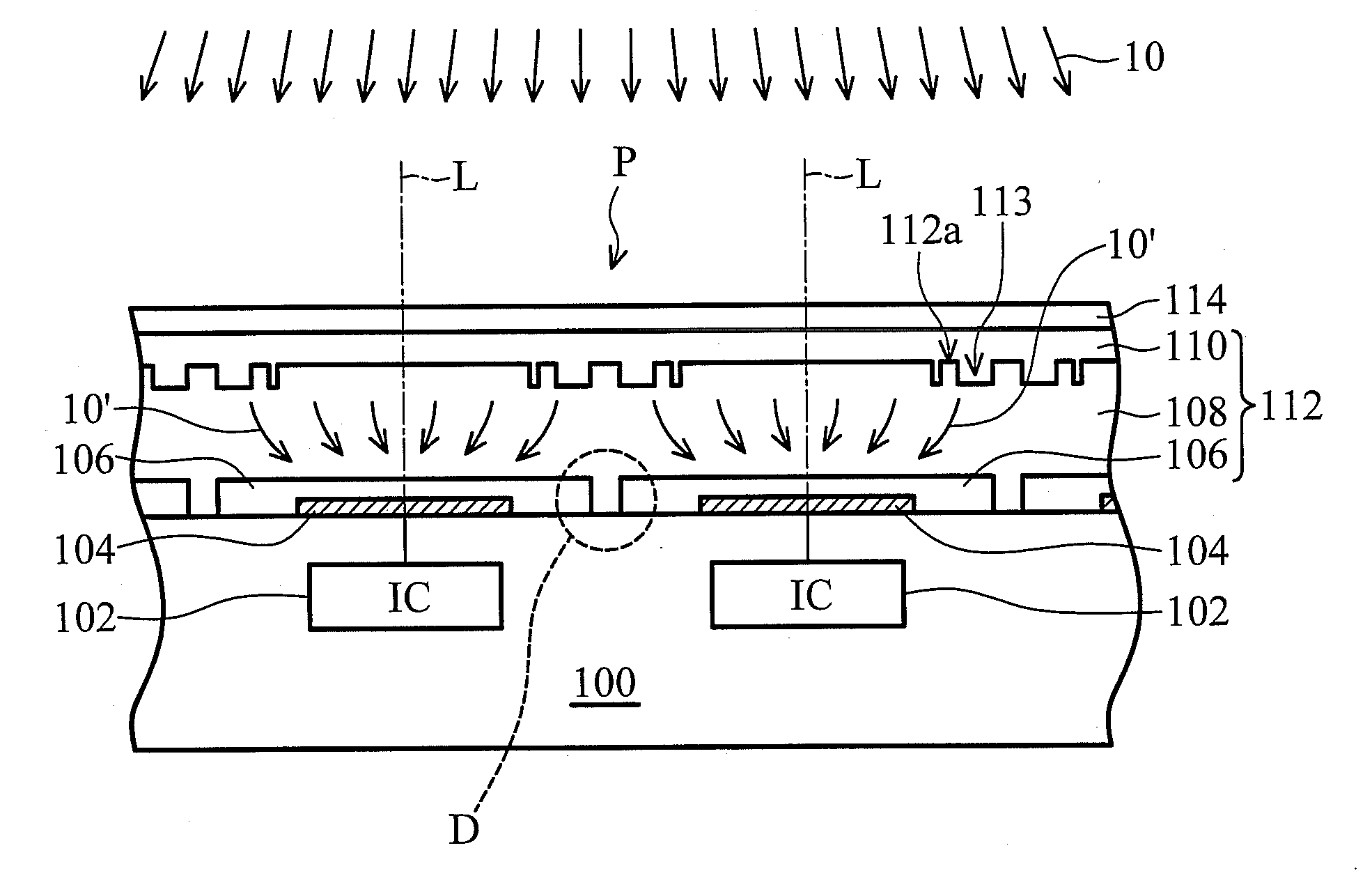 Image sensor device with submicron structure