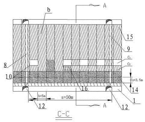 Stope structure for upward slicing whole tailing cemented filling method