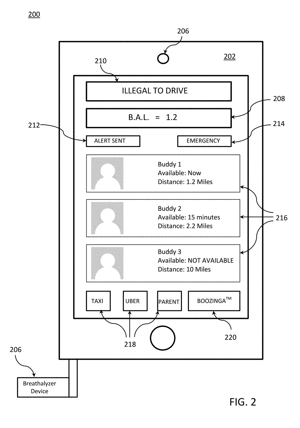 System and method for testing blood alcohol level and transmitting the results using a mobile device