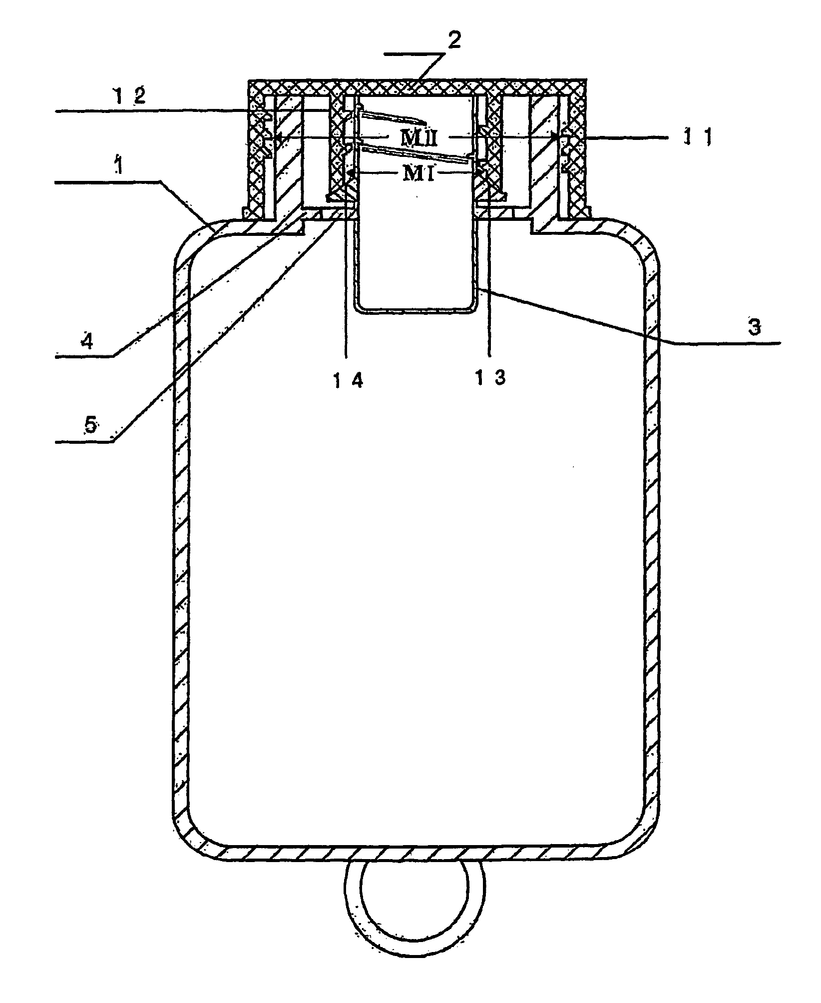 Self-mixing container with a releasable internal vessel and its usage