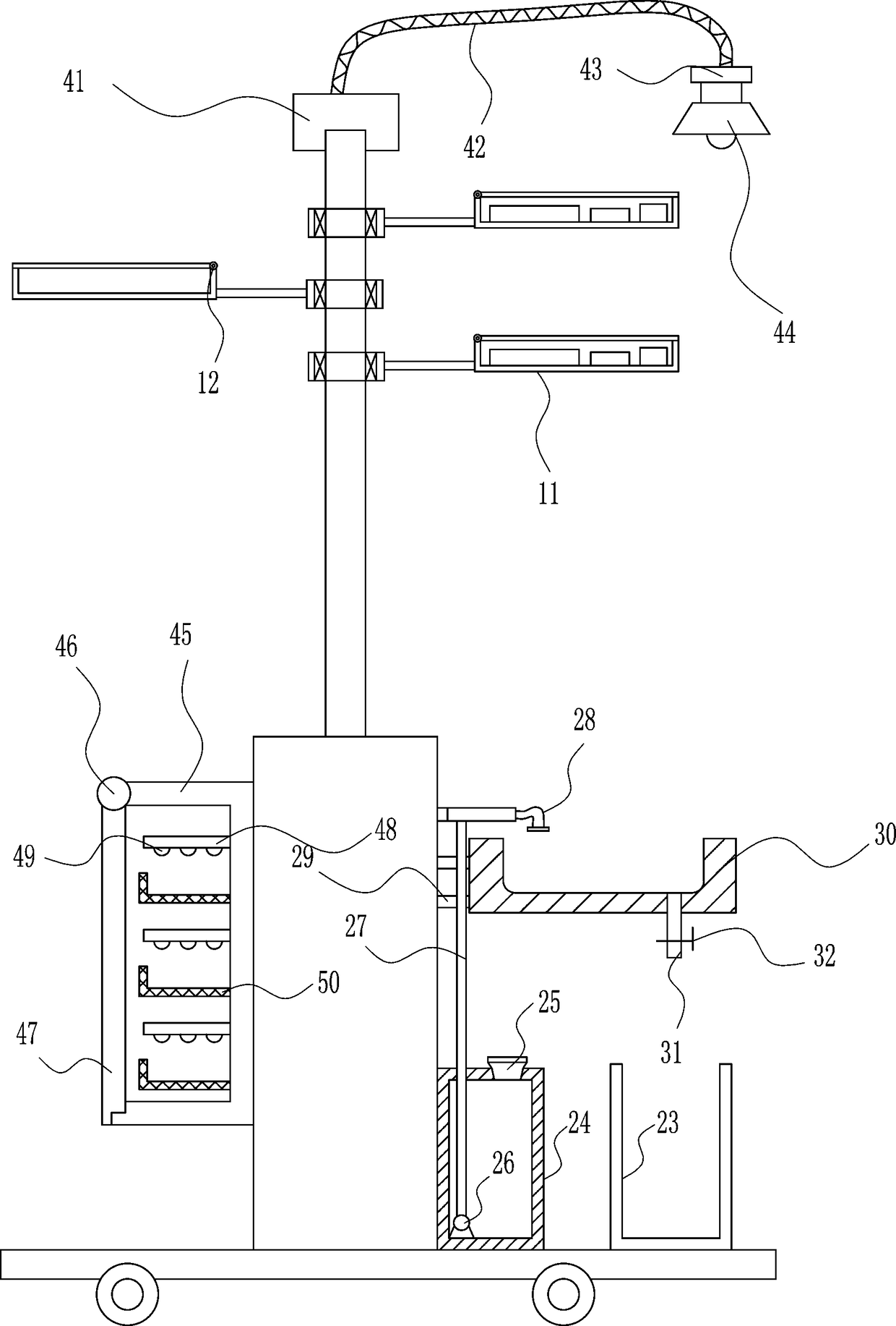 Surgical instrument rack for ear-nose-throat department