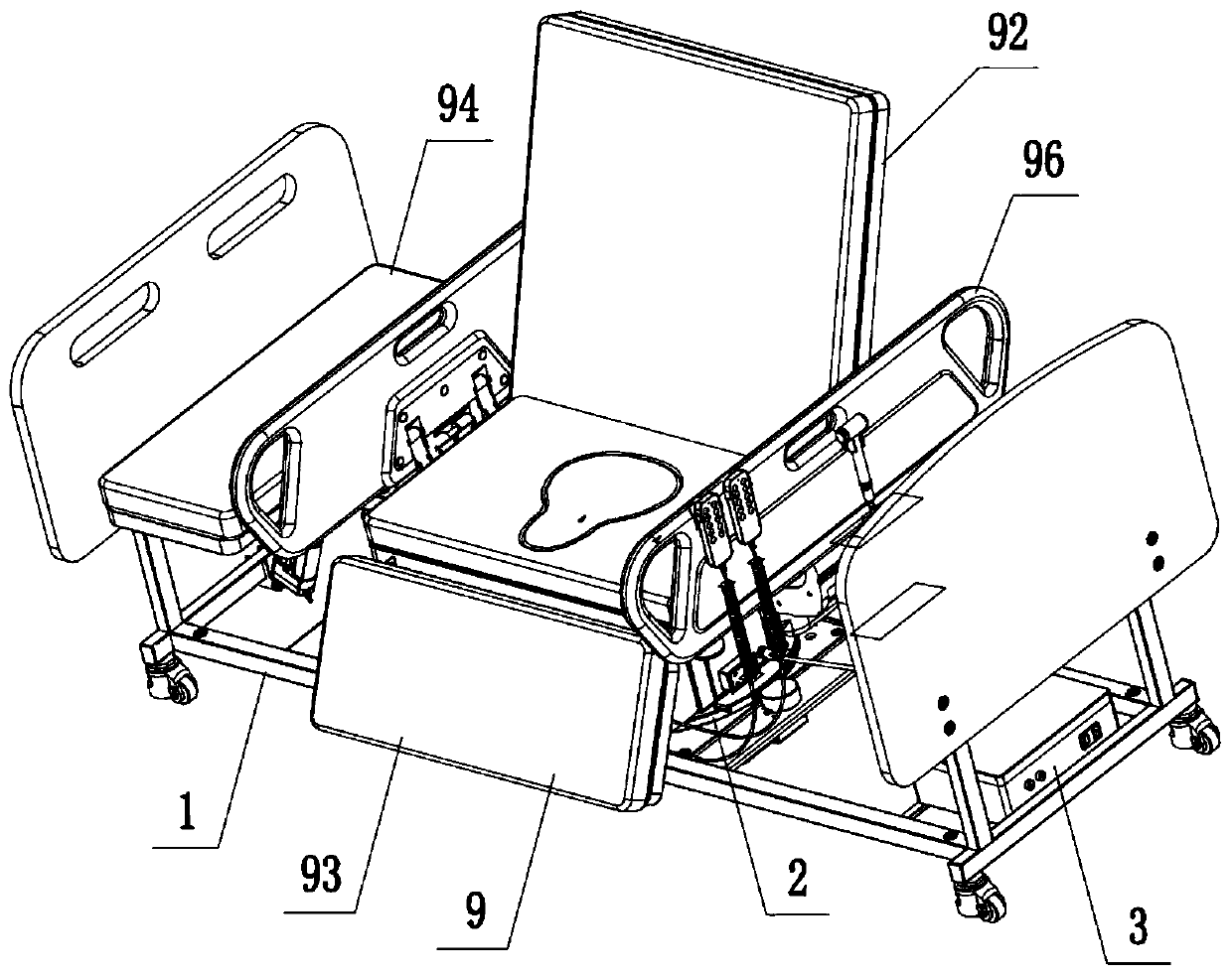 Intelligent folding and rotating care bed system and using method thereof