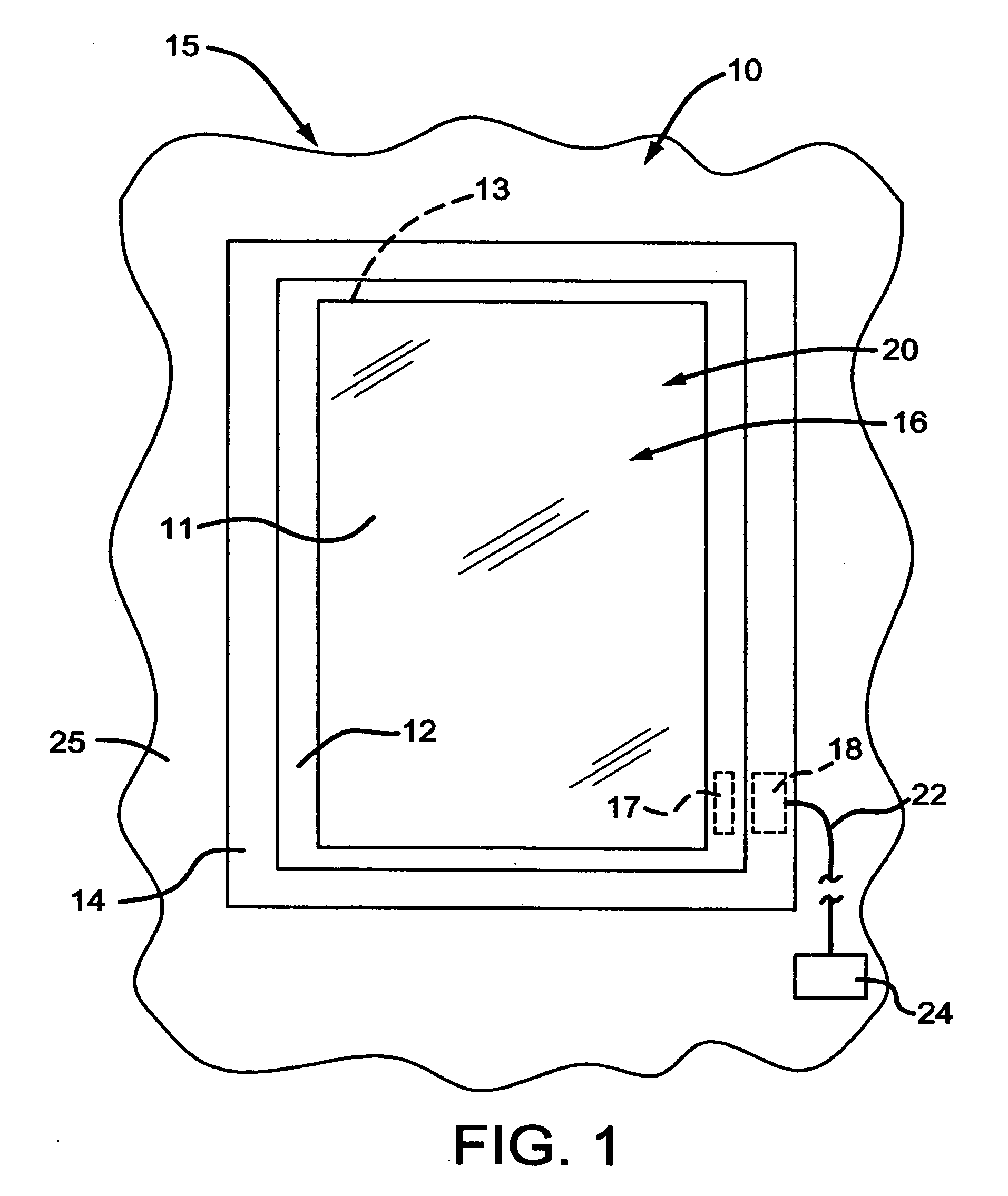 Wireless inductive coupling assembly for a heated glass panel