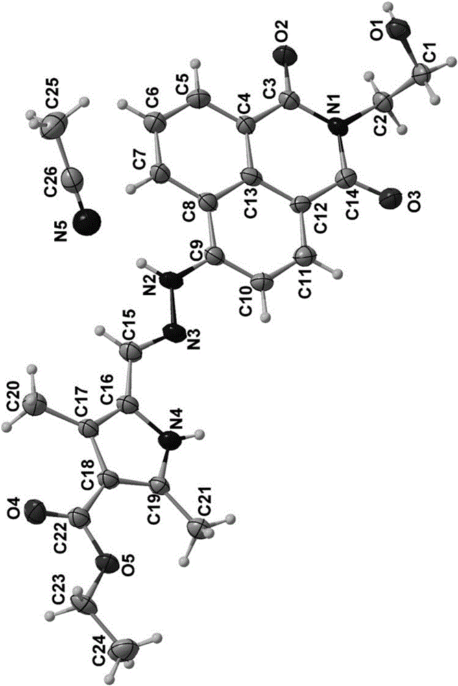 Colorimetric probe based on naphthalimides derivative and preparation method and application thereof