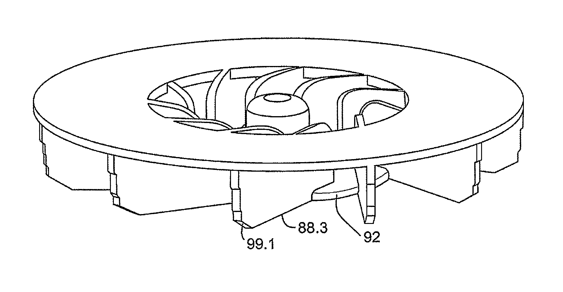 Single or multiple stage blower and nested volute(s) and or impeller(s) thereof