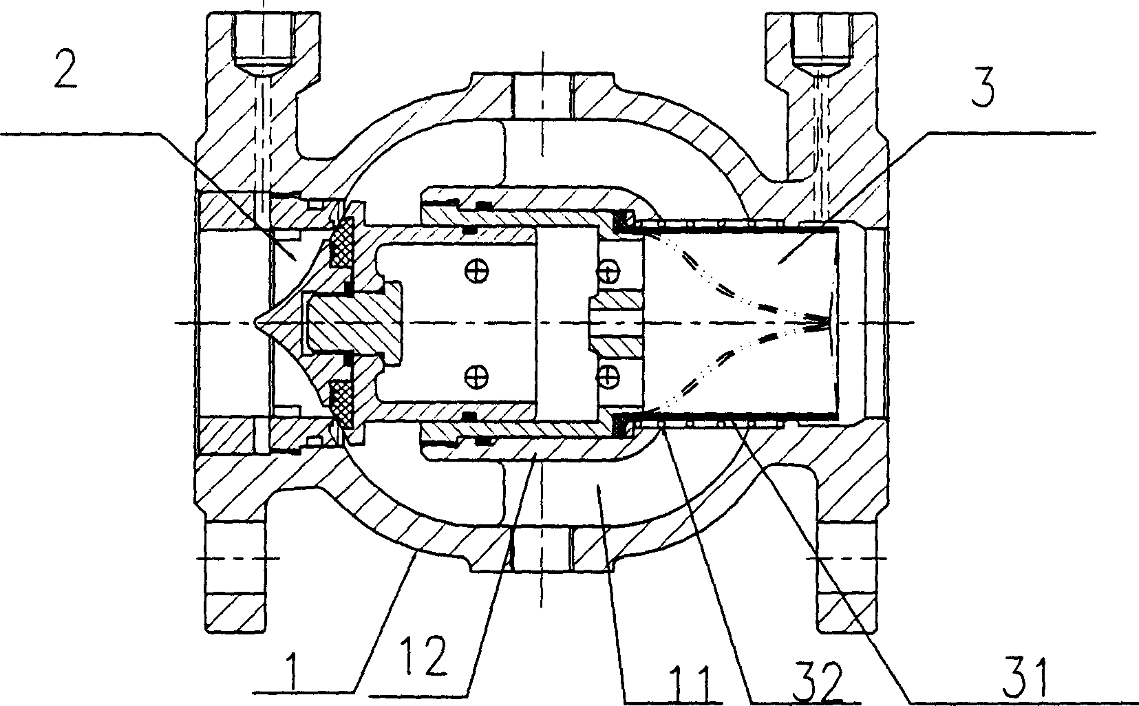 Check valve of double non-return device with cylindrical diaphragm of rubber