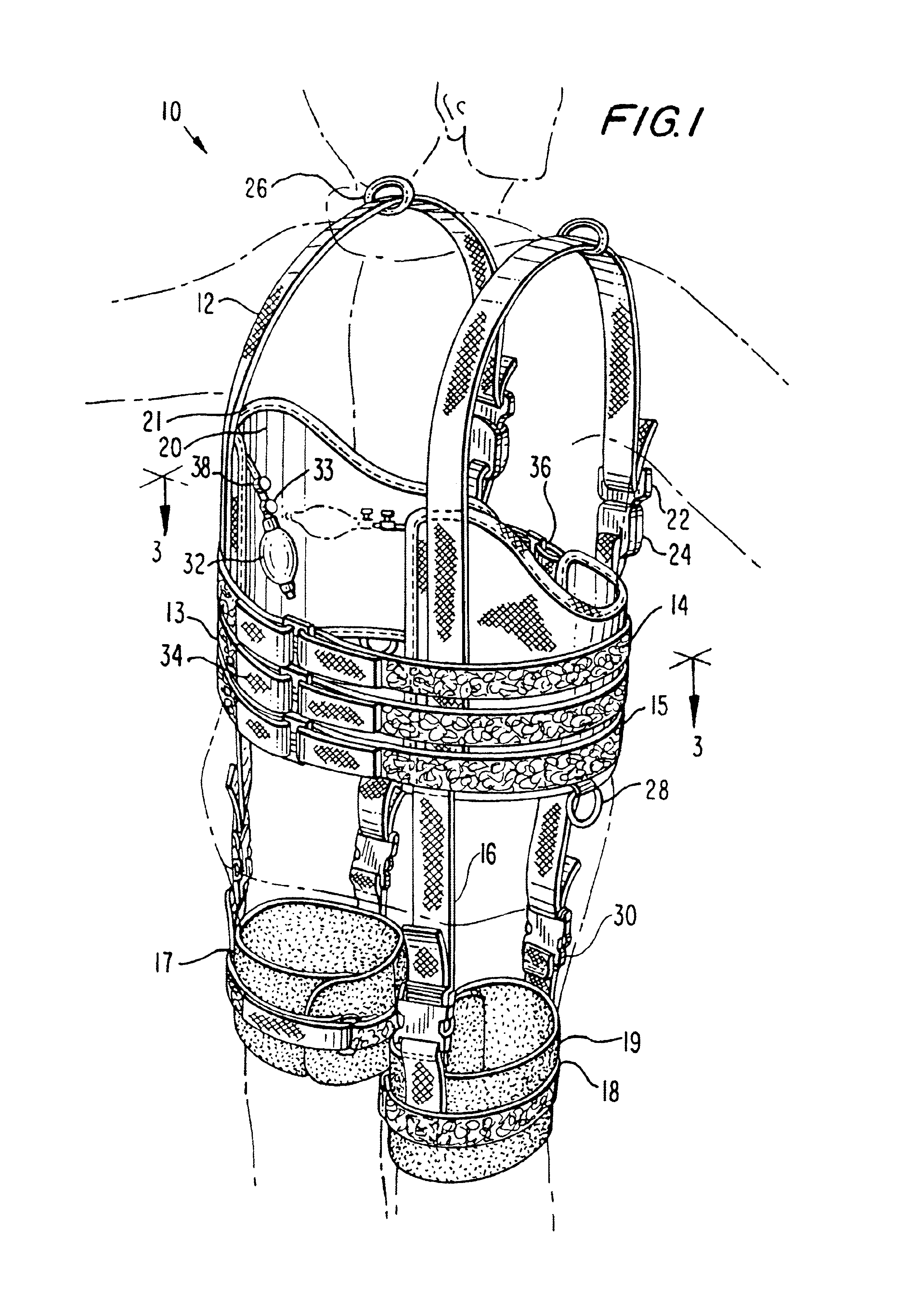 Inflatable suspension harness/body jacket