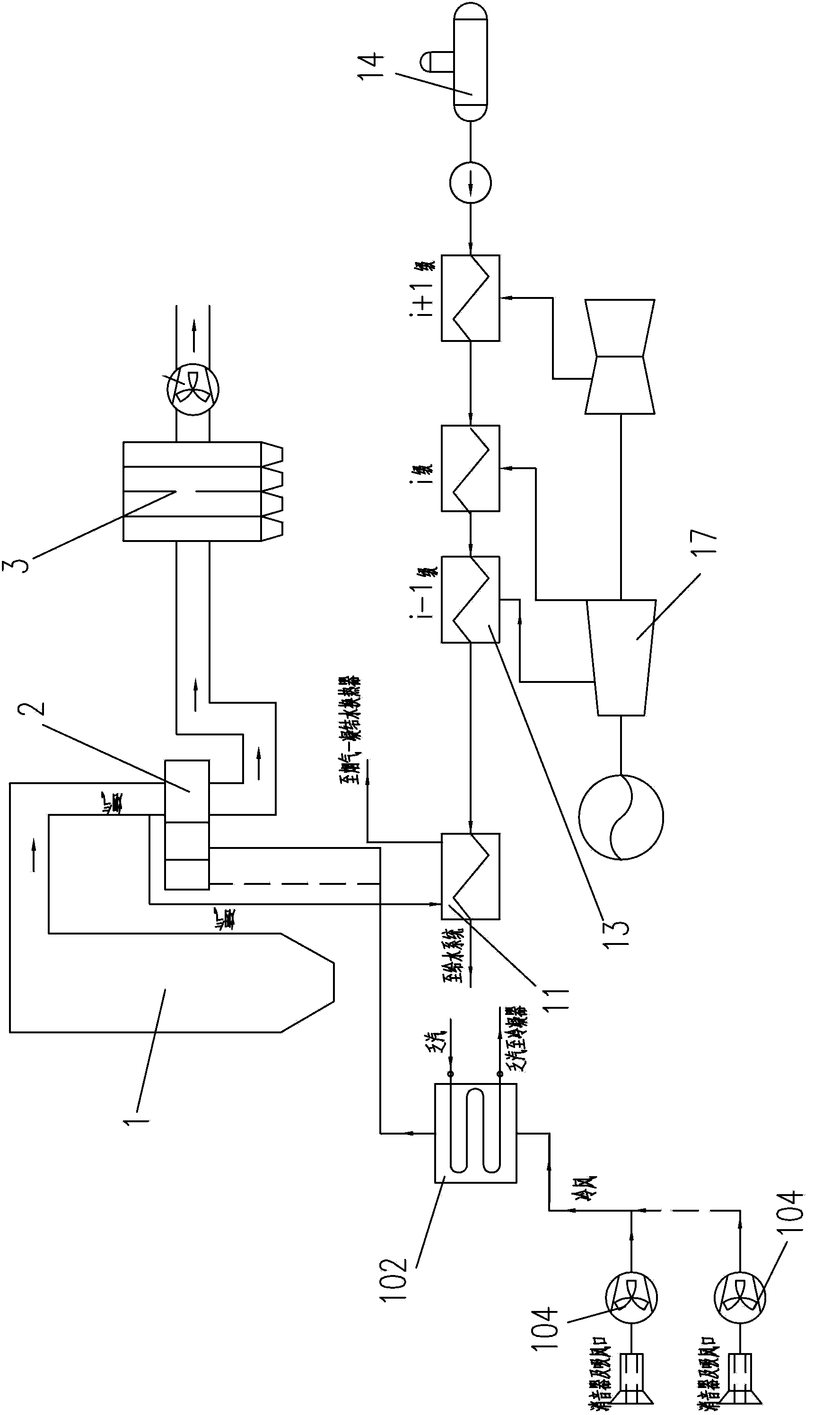 Steam exhaust cooling system of driving steam turbine of thermal power plant and thermal power unit