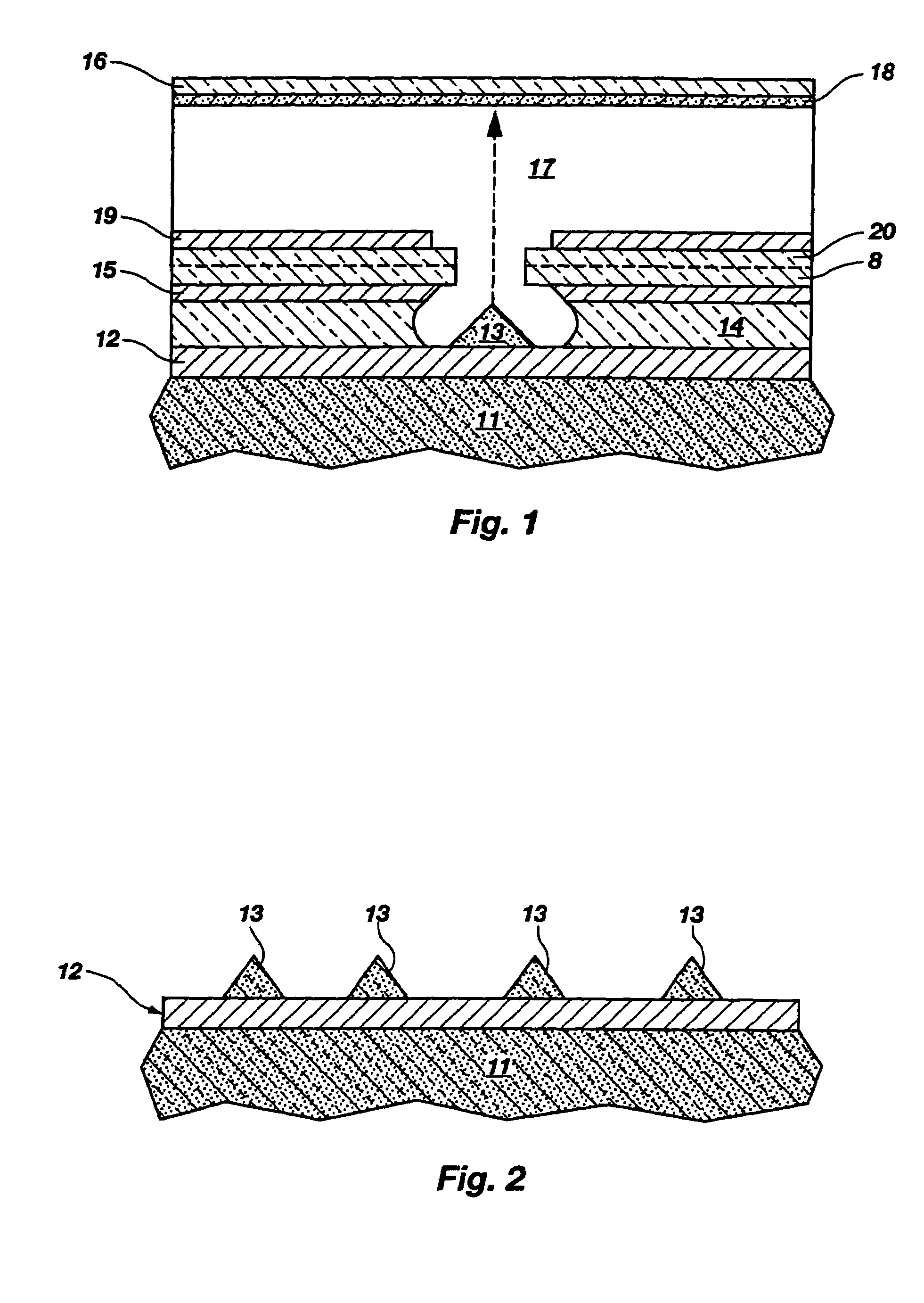 Electrode structures, display devices containing the same