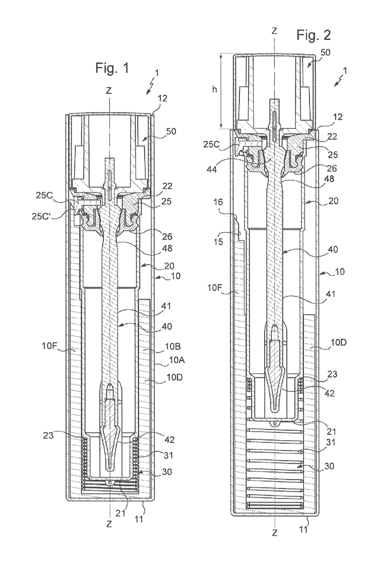 Container for a pasty or liquid cosmetic product with a retractable application element