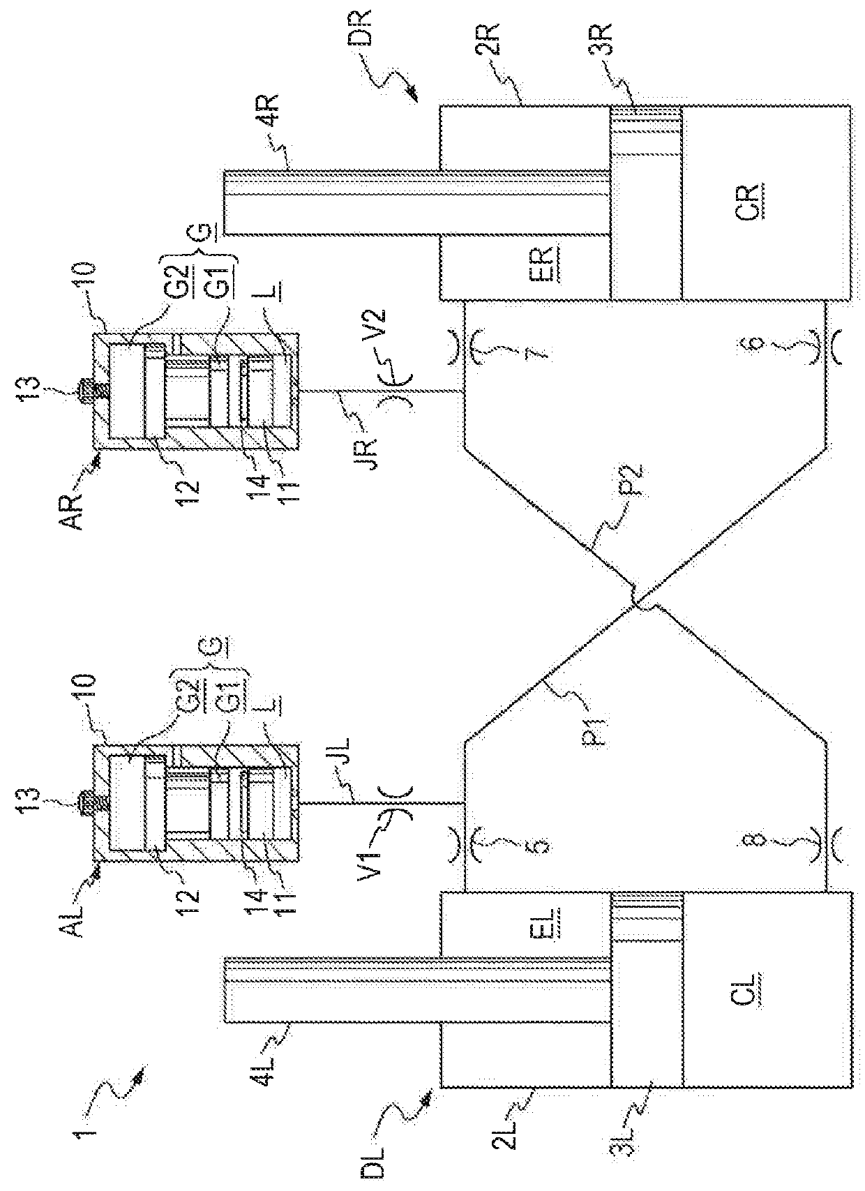 Suspension device and accumulator