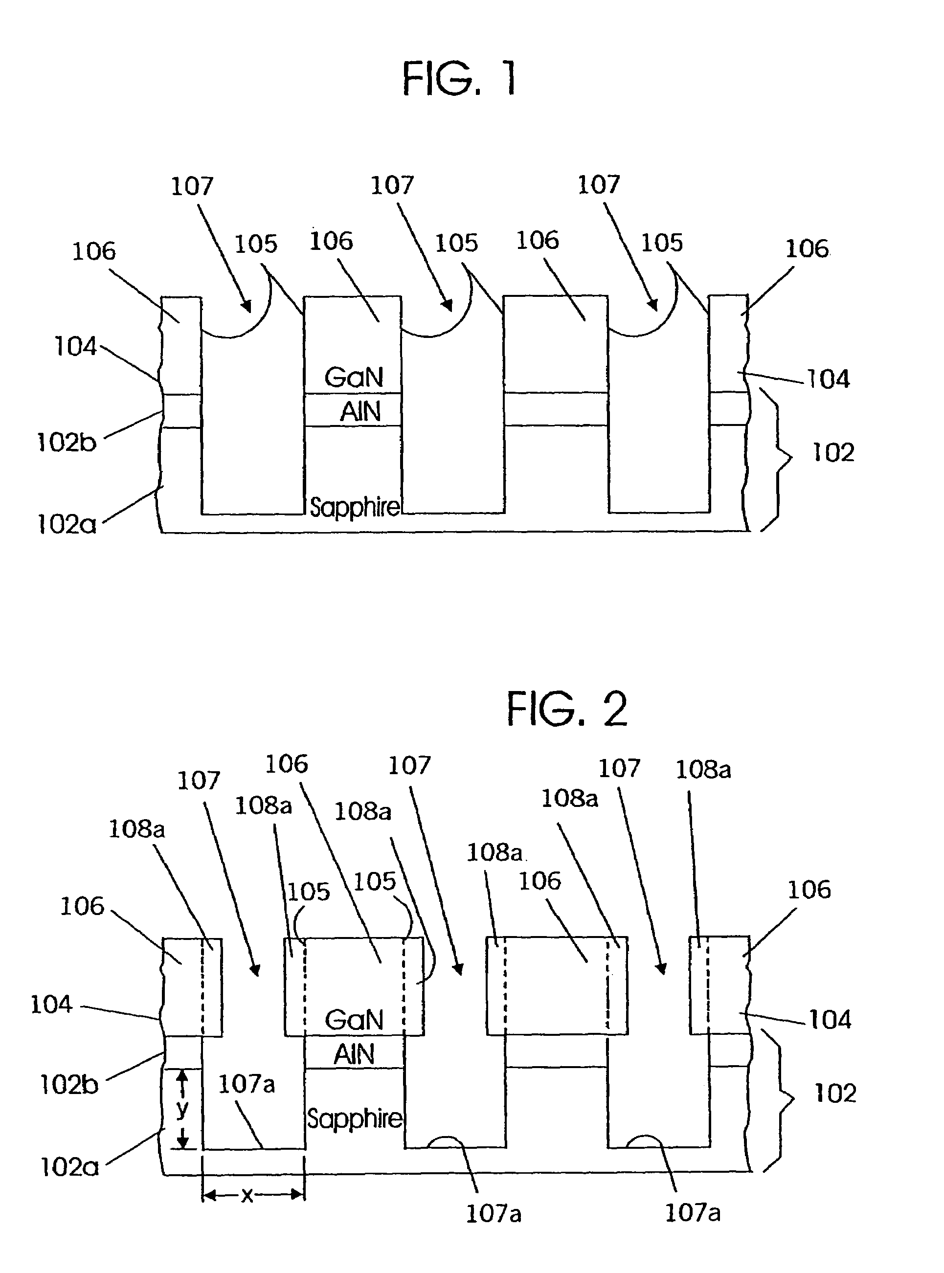 Pendeoepitaxial methods of fabricating gallium nitride semiconductor layers on sapphire substrates, and gallium nitride semiconductor structures fabricated thereby