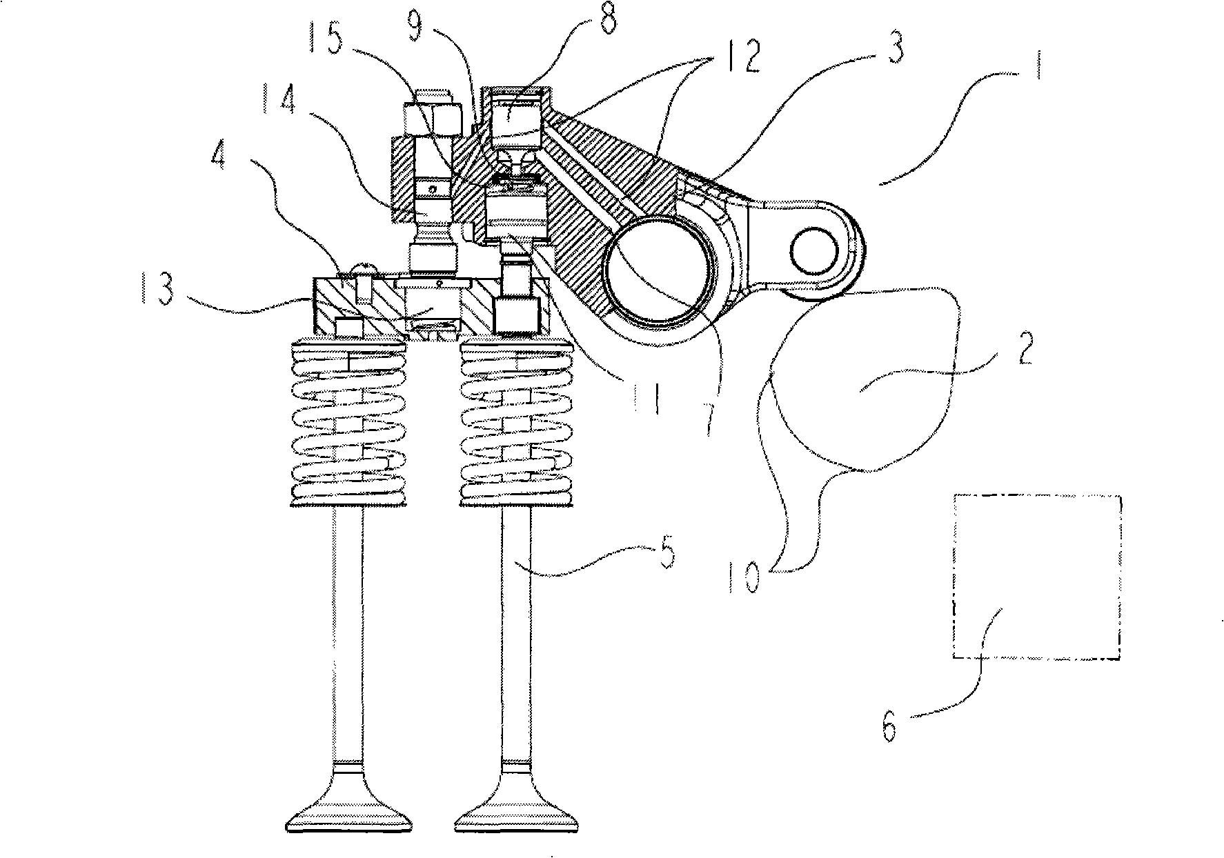 Rocker arm integrated type brake device of four-stroke internal combustion engine