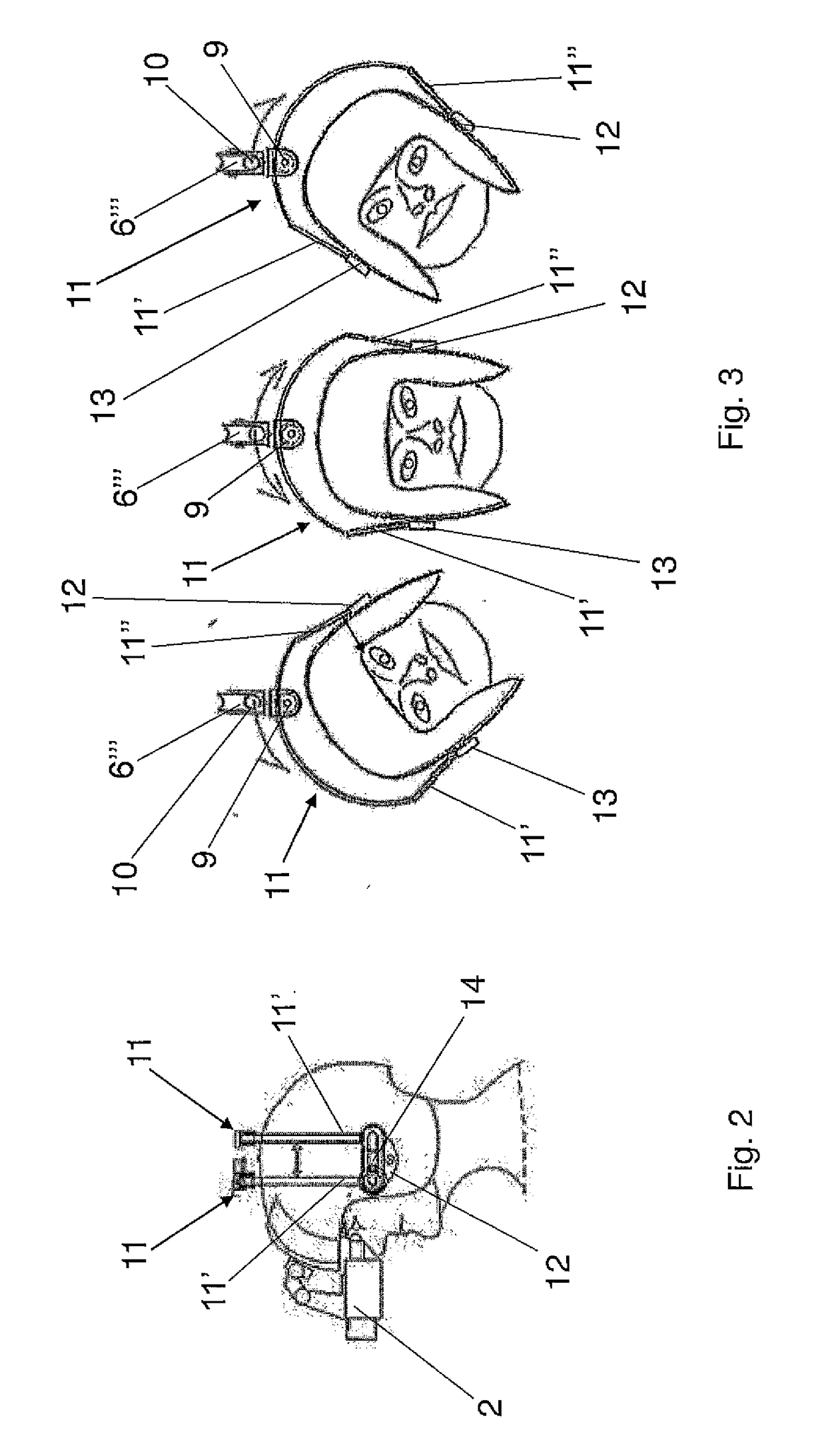 System for supporting the head-helmet unit of a passenger inside a vehicle