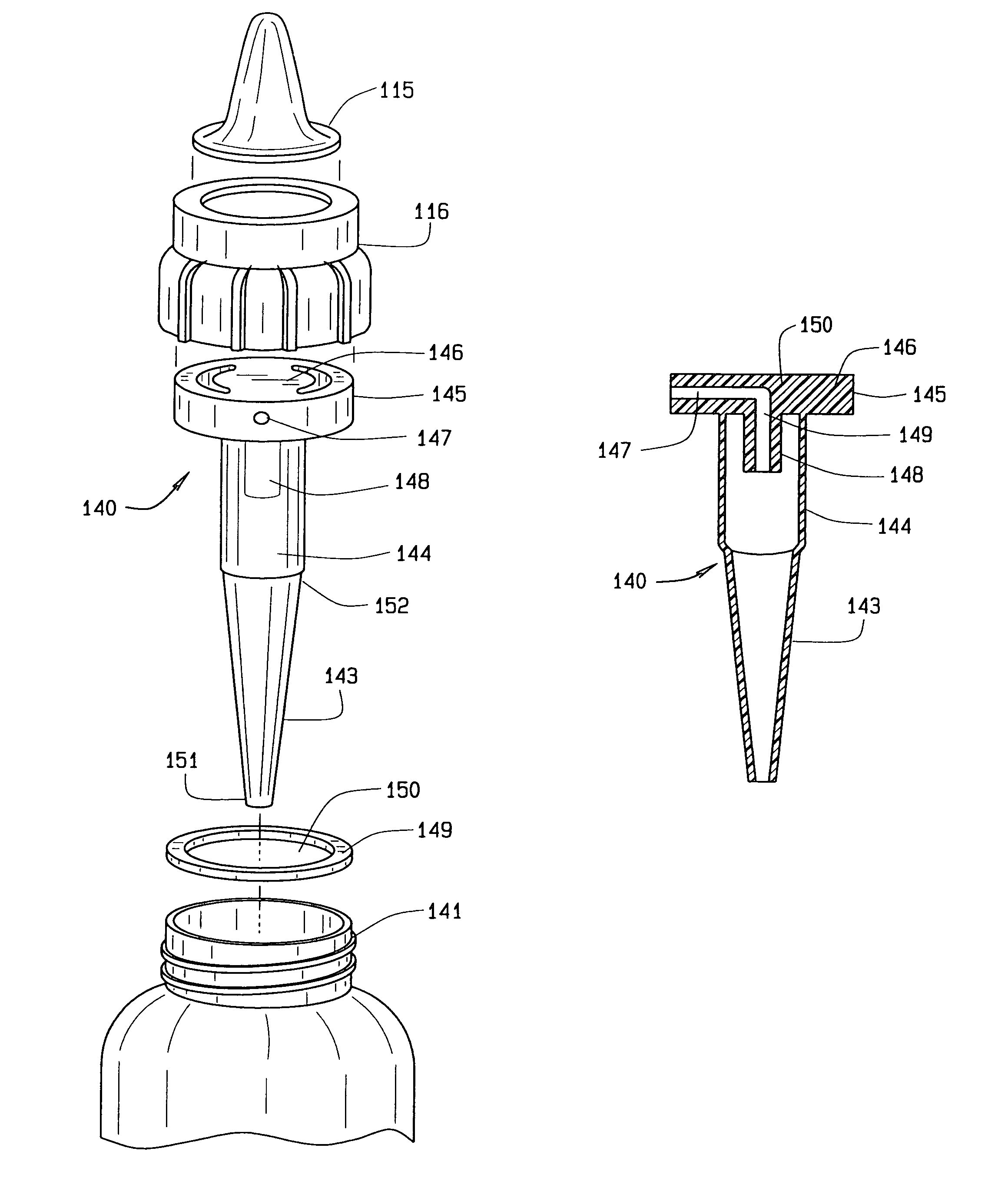 Fully vented nursing bottle with single piece vent tube