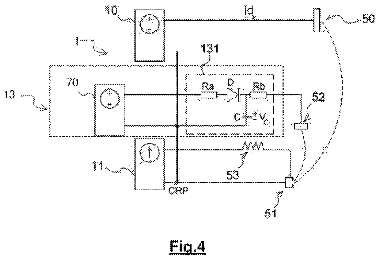 Electric power supply system for a hall effect electric thruster