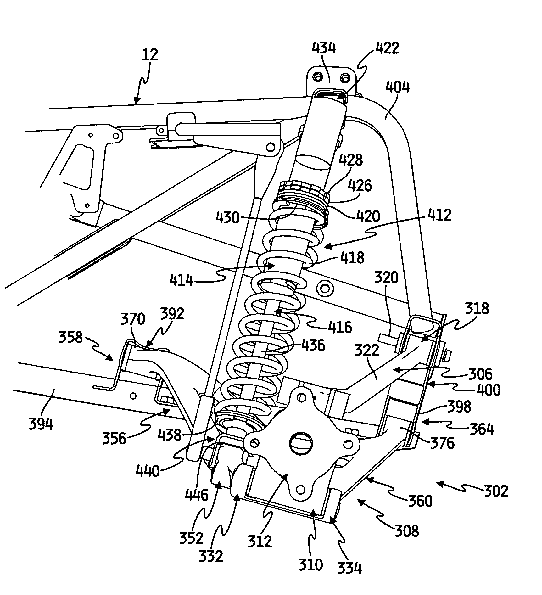 Independent rear suspension system for an all terrain vehicle