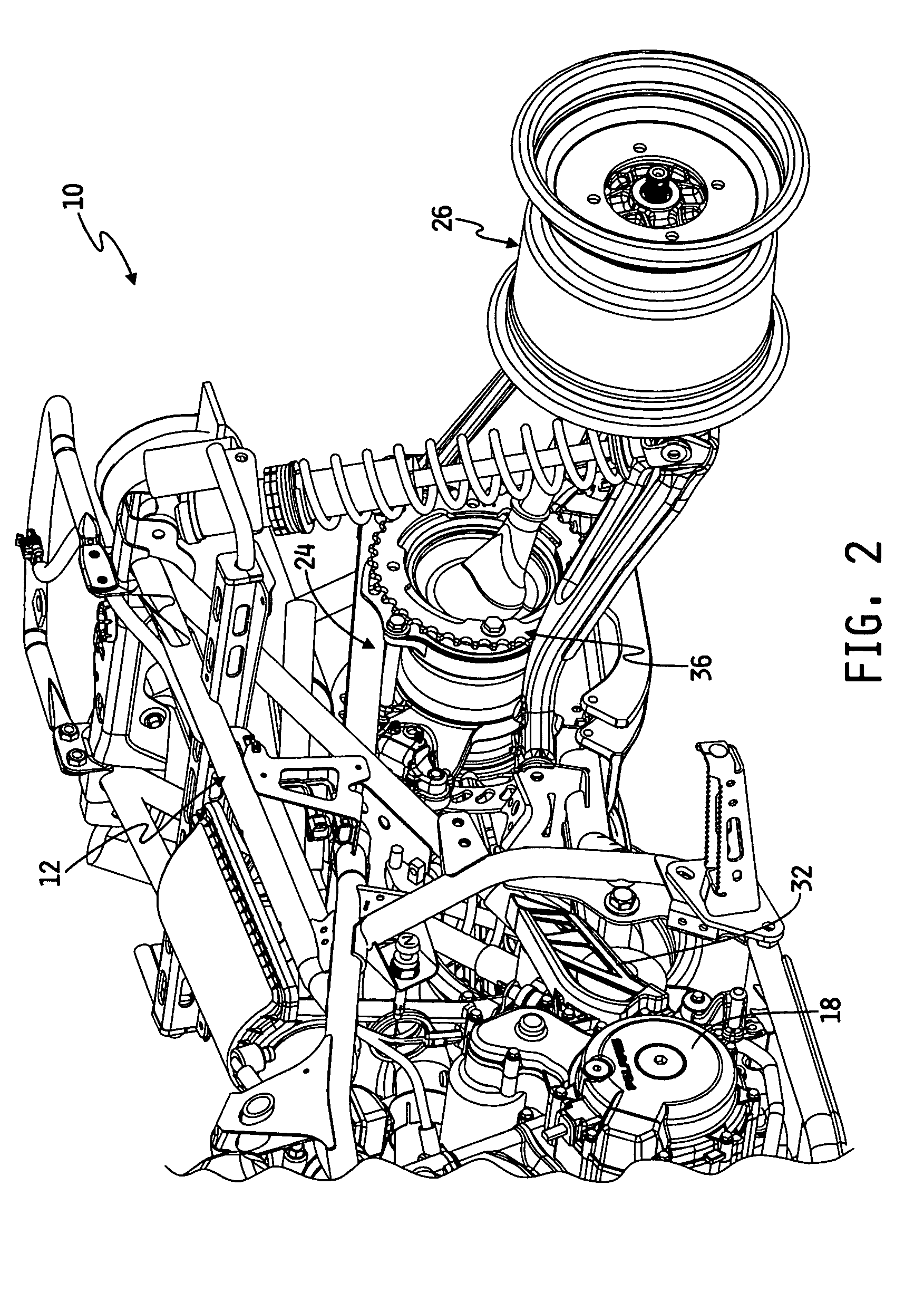 Independent rear suspension system for an all terrain vehicle