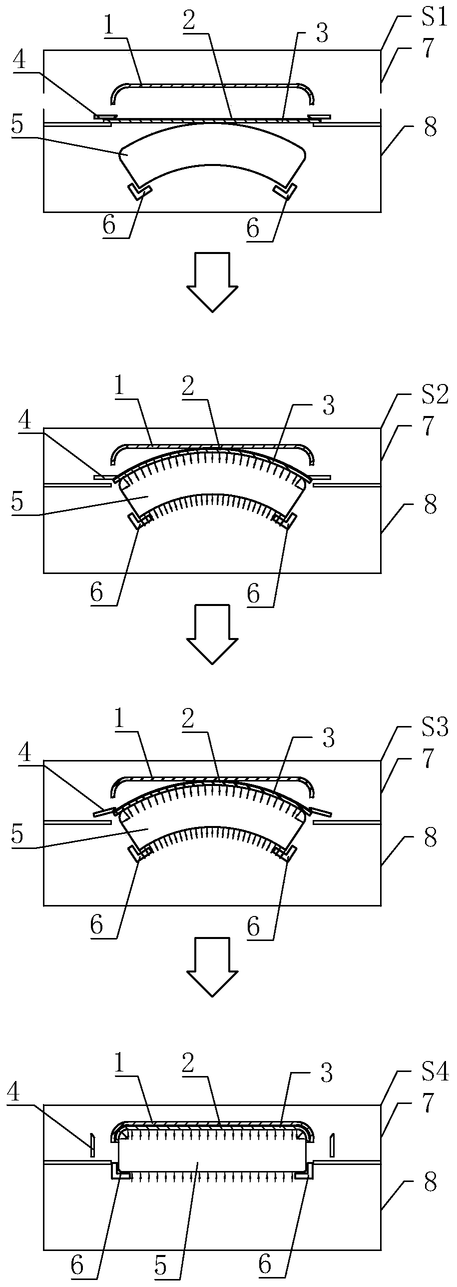 Automatic shaping type film laminating device