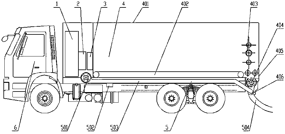 Sandblasting fire extinguishing device, sandblasting fire extinguishing vehicle and sandblasting trailer