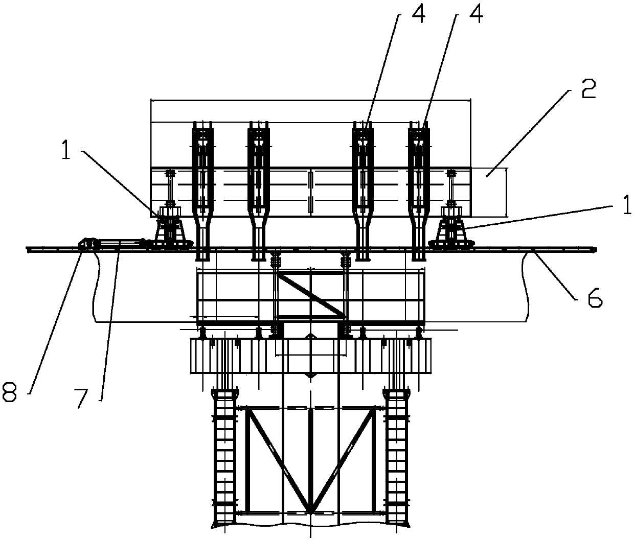 Segmented beam pier top cast-in-situ movable framework