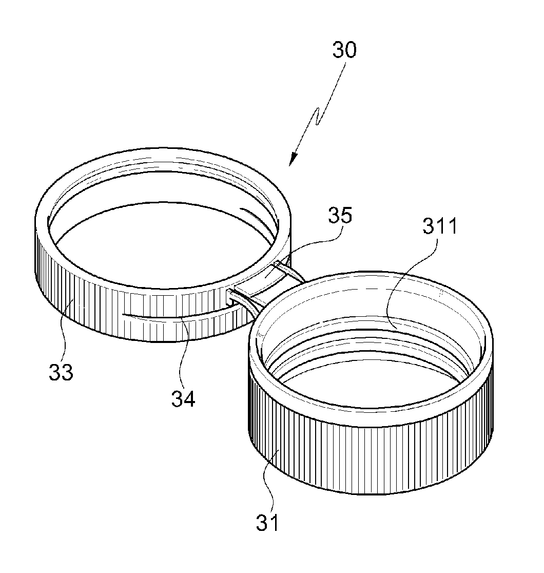 Container with Anti-loss and Anti-idle-rotation cap