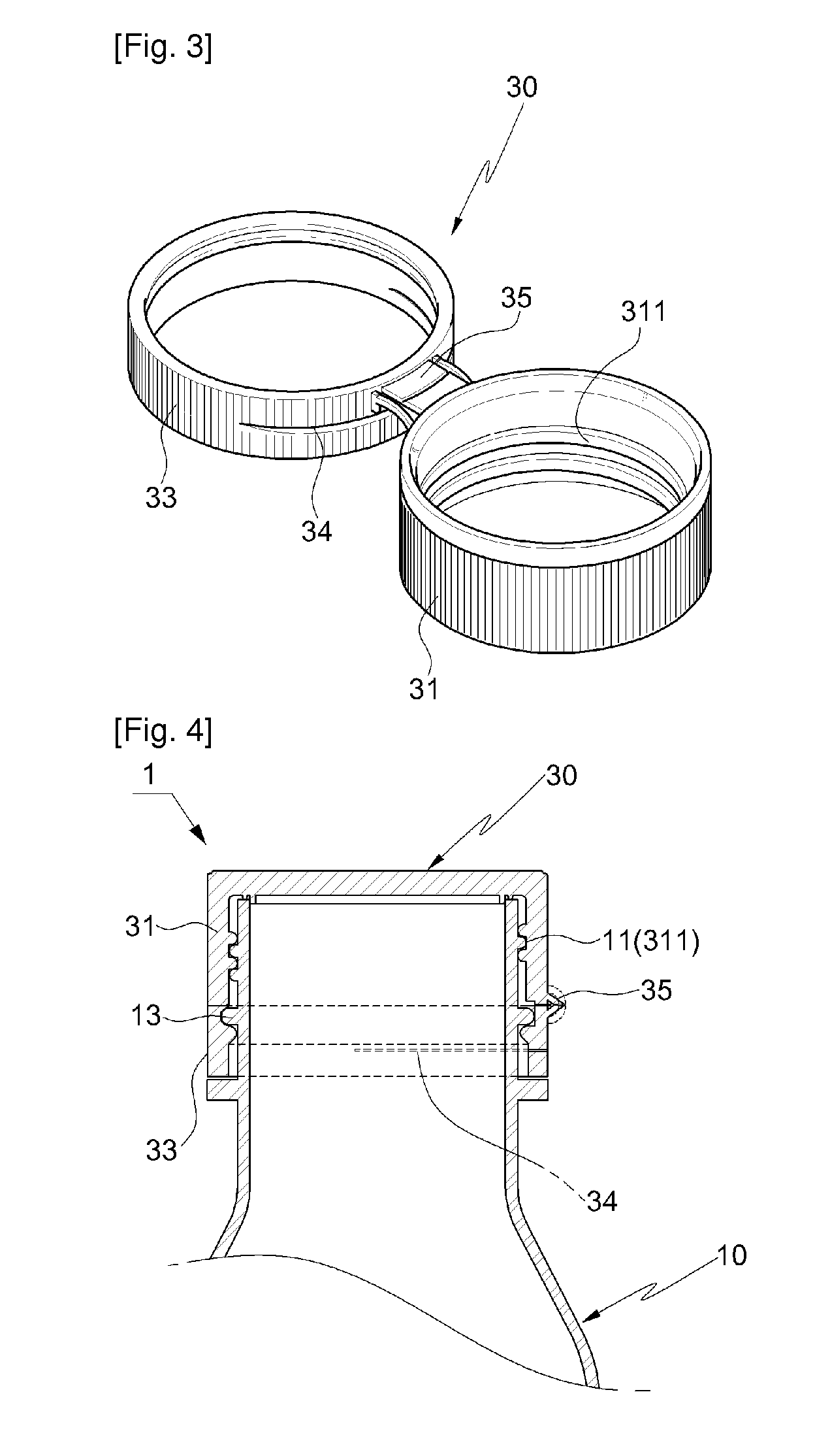 Container with Anti-loss and Anti-idle-rotation cap