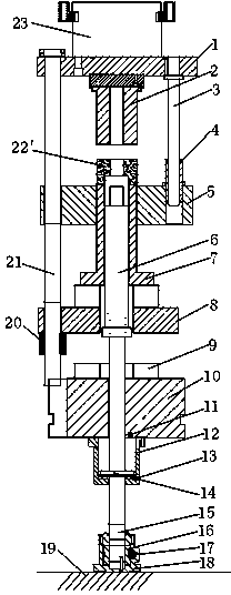 Mandril adjusting device for shaping die set of powder sintering part