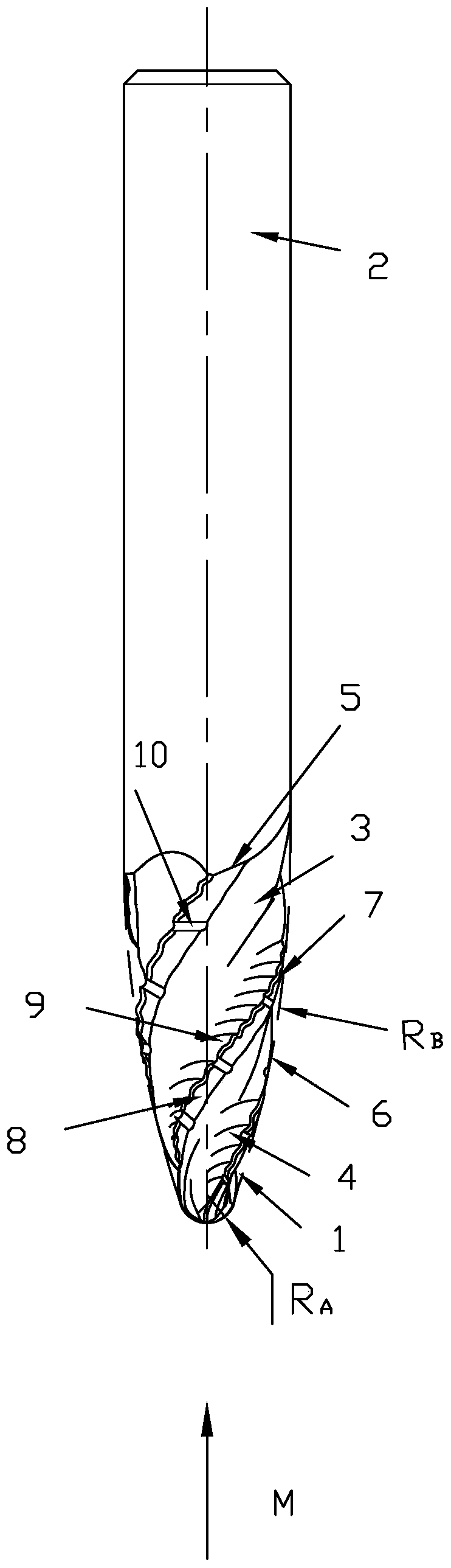 Efficient drum-shaped profiling end mill