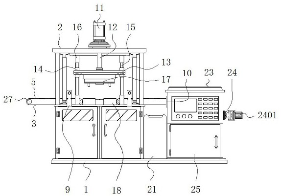 Stamping device with automatic screening structure for gasket machining