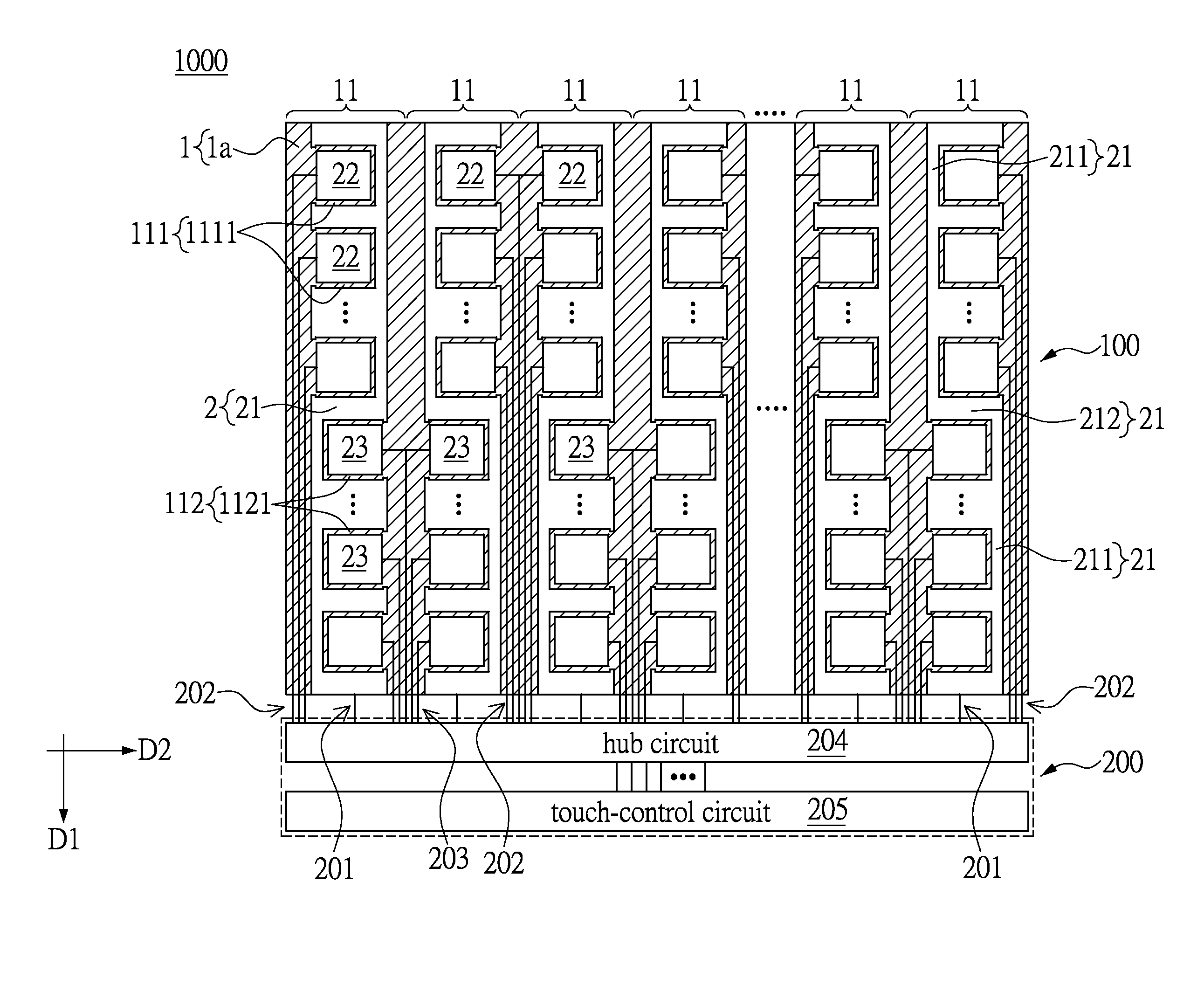 Single electrode layered capacitive touch-control device and panel module thereof