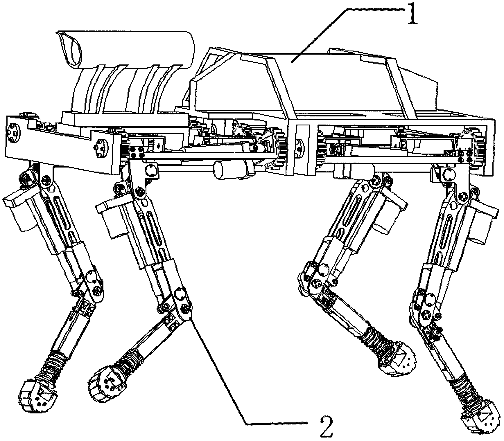 Leg drive and transmission device for legged mobile platform