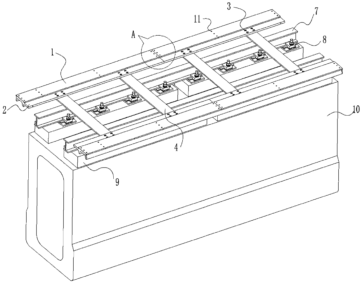 Steel truss type track structure of seamless magnetic levitation track panel, and construction method thereof