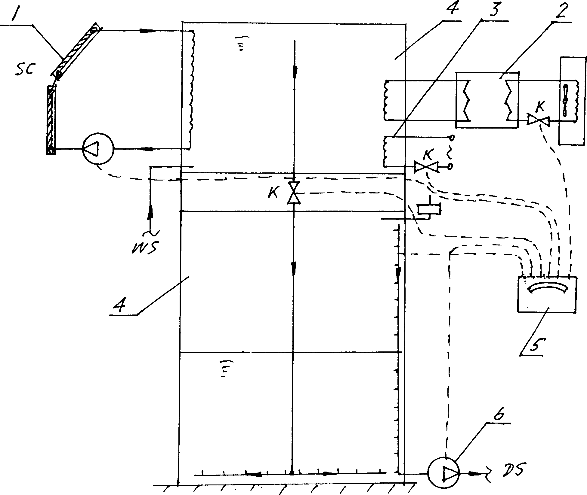 Solar energy heating and electric heating combined water heating method and its special device