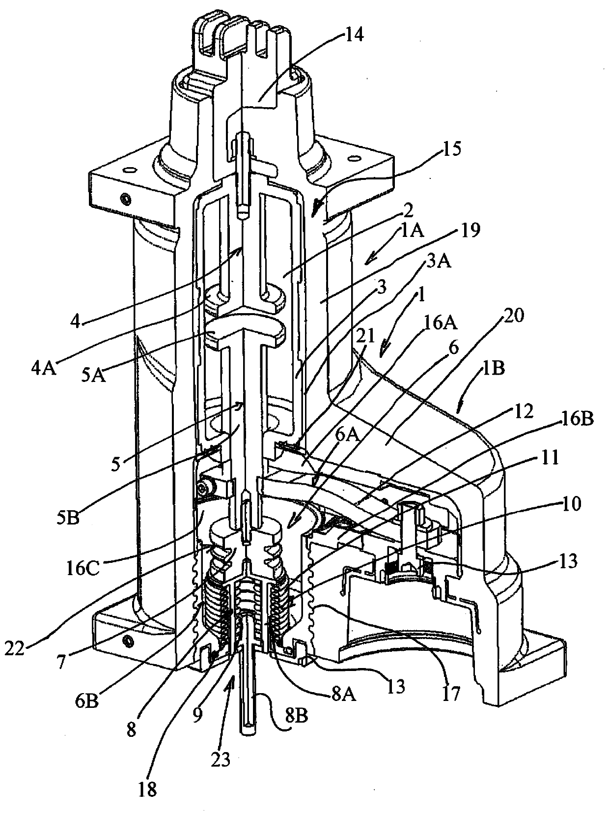 High-voltage switching device and switching system having a high-voltage switching device and method for producing a high-voltage switching device