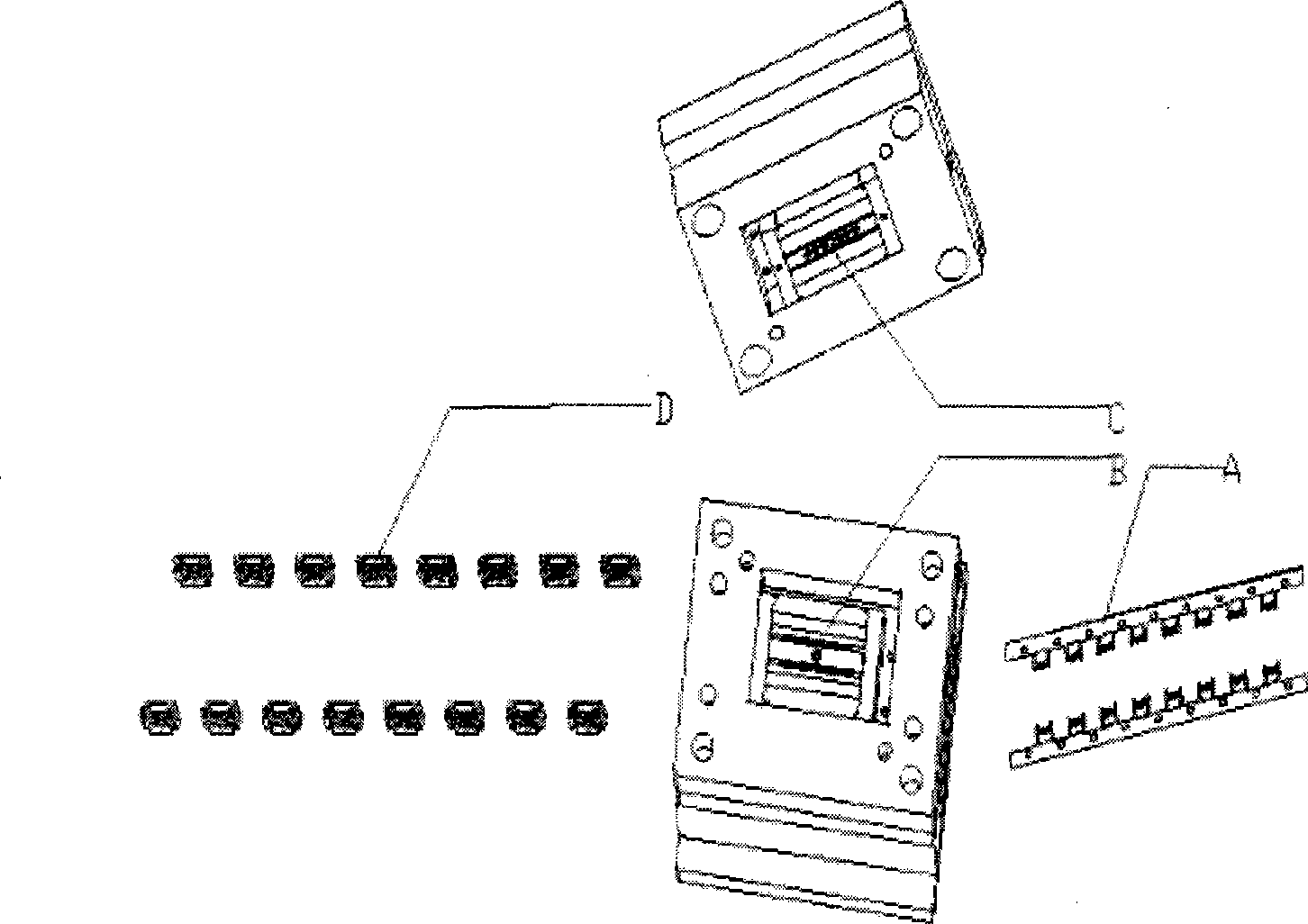 Small terminal and material belt integral built-in injection mold