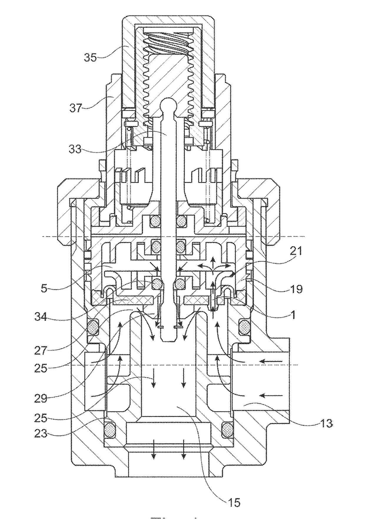 Process medium-controlled regulating valve